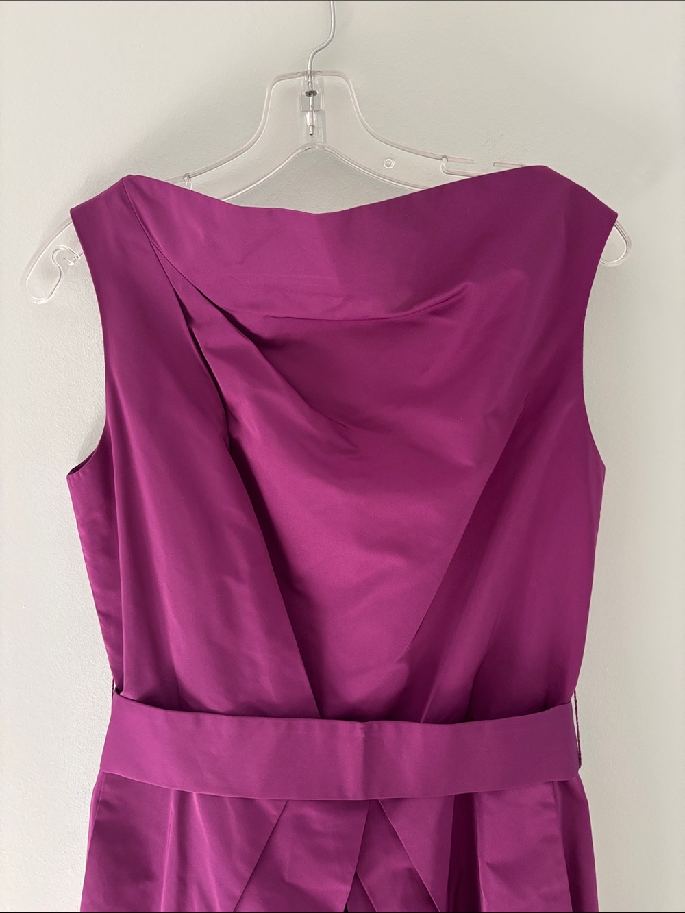 Lida Baday Sleeveless Plum Sheath Cocktail Dress with Matching Belt